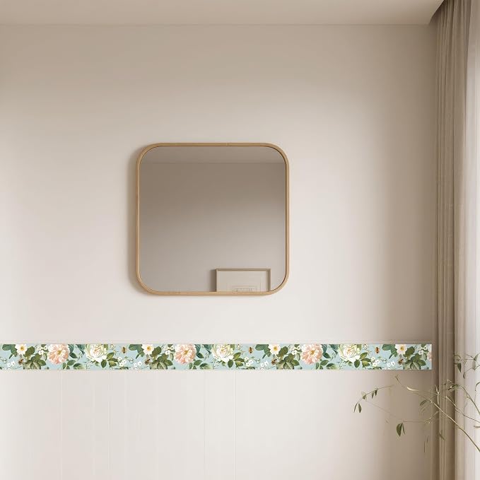 IVN Wallpaper Border Peel and Stick Wall Floral Bee Decorative Wall Trim Self - Image 6