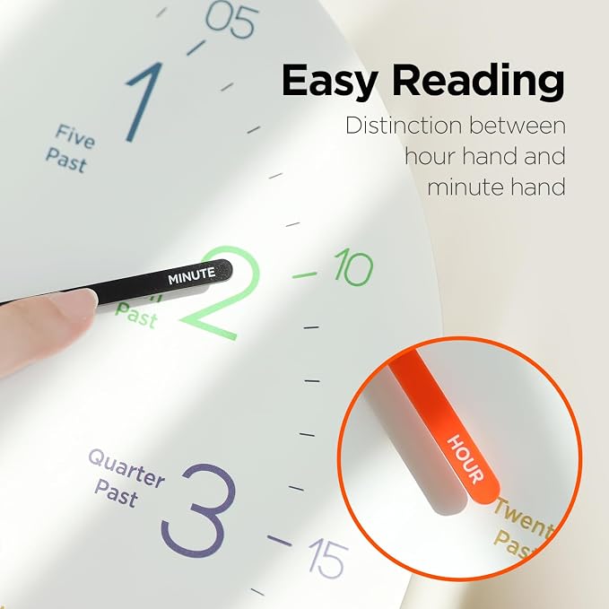 mooas Kids Easy Learning Flatwood Wall Clock - Image 3