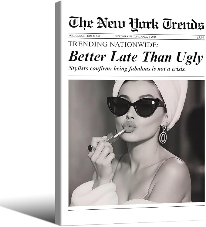 FuSatisYilife Trendy Newspaper Framed Posters Better Late Than Ugly Wall Art by FuSatisYilife
