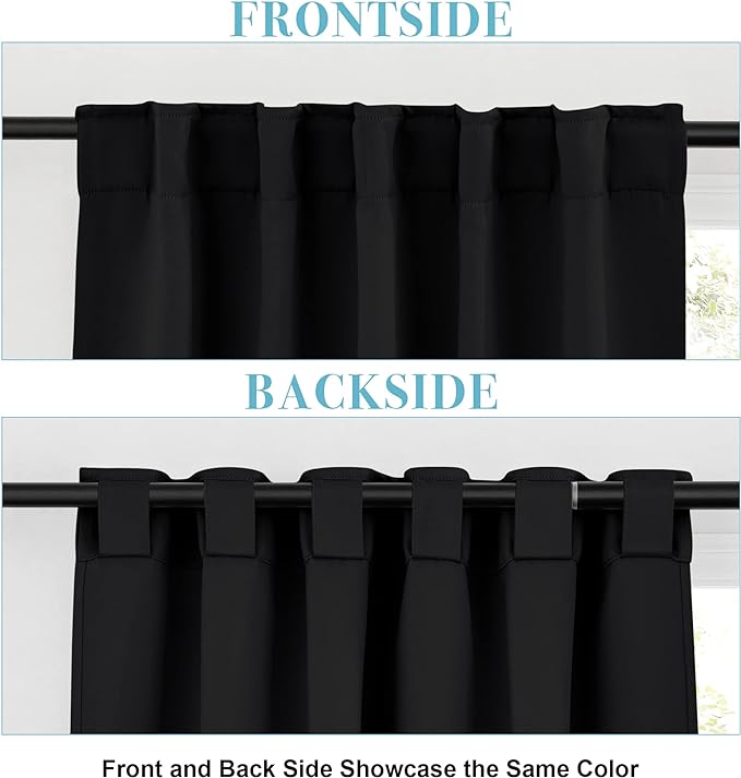RYB HOME Blackout Curtains for Living Room, Back Tab & Rod Pocket Top - Image 2