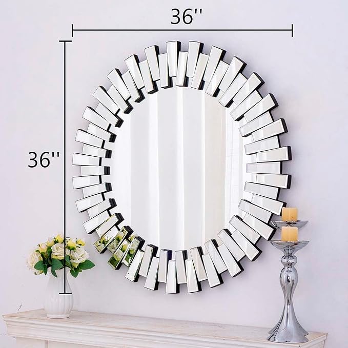 Chende Modern Decorative Round Mirror, - Image 6