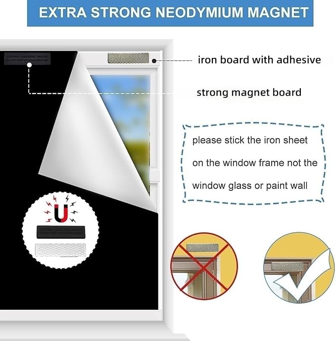 Magnetic Blackout Shades Temporary Blackout Curtains 100% Blackout Blind Window - Image 7