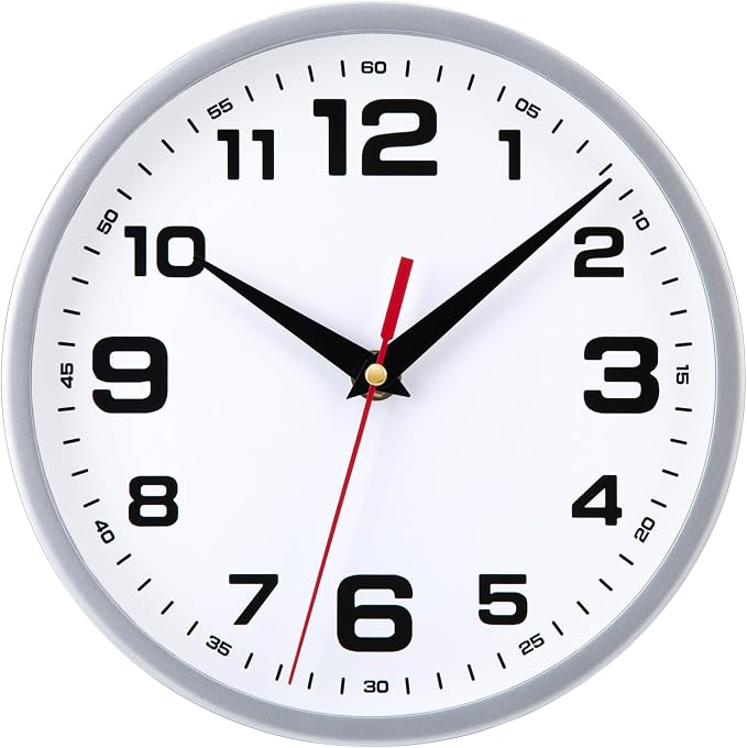 Wall Clock Silent Non-Ticking 8 Inch Modern Clocks Battery Operated Small by Warminn