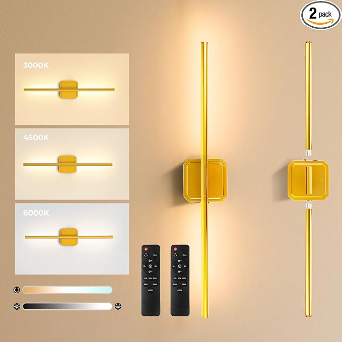 GvvooHome Battery Operated Wall Sconces Set of 2, Wall Lamps Detachable by GvvooHome