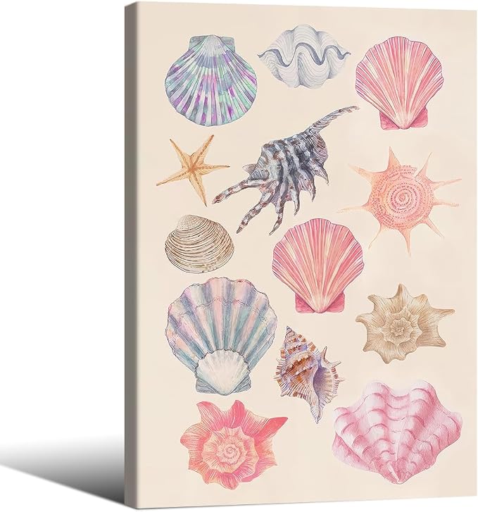 Pink Shell Posters Funky Coastal Cowgirl Wall Art Vintage Beach House by Unknown