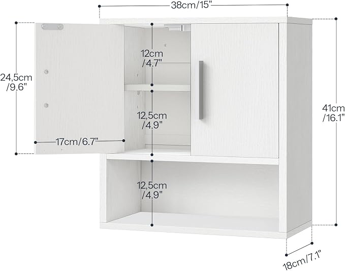 HOOBRO Bathroom Wall Cabinet, Medicine Cabinet, 15 x 7.1 x 16.1Inches, - Image 3