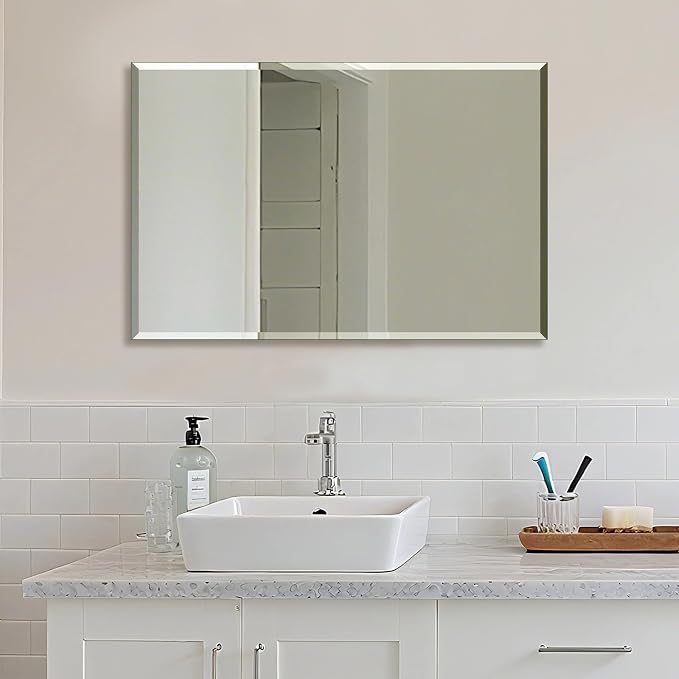 Ruomeng Wall Mirror Beveled Edge Frameless Mirror 24” x 36" Accent Mirror - Image 8