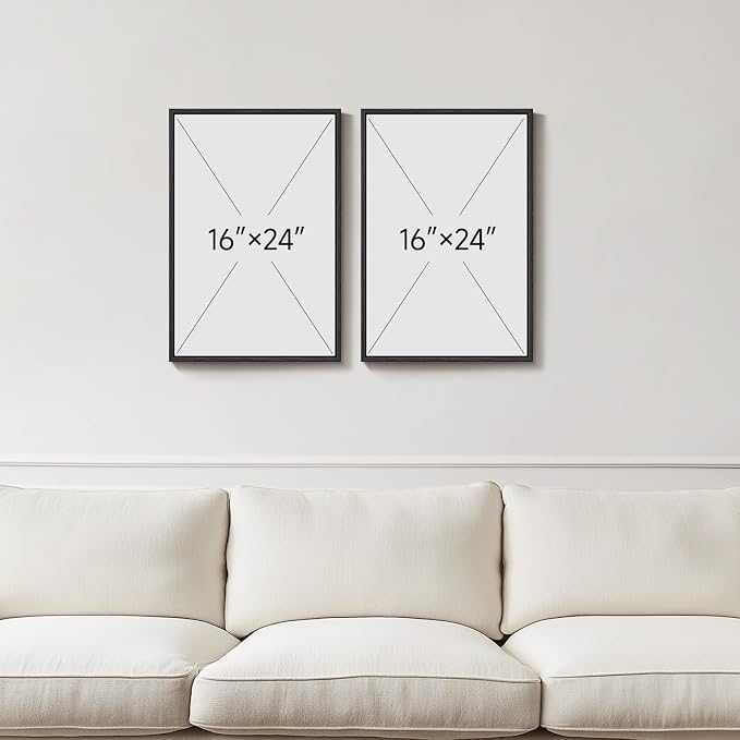 Framed Neutral Abstract Minimalist Wall Art Set of 2, Modern Canvas Prints - Image 3