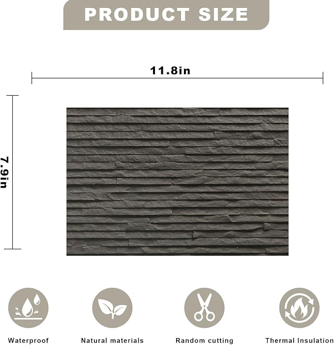 3D Wall Panels - Sample 7.9"x11.8" Faux Stone Peel and Stick Wall Covering - - Image 2