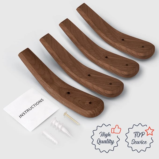 COCOYA 4Pack Wood Hooks Wall Mounted, Minimalist Easy Install Natural Real - Image 7