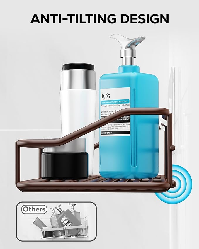 Nieifi Shower Caddy Shelf with Hooks Storage Rack Organizer Adhesive Stainless - Image 5