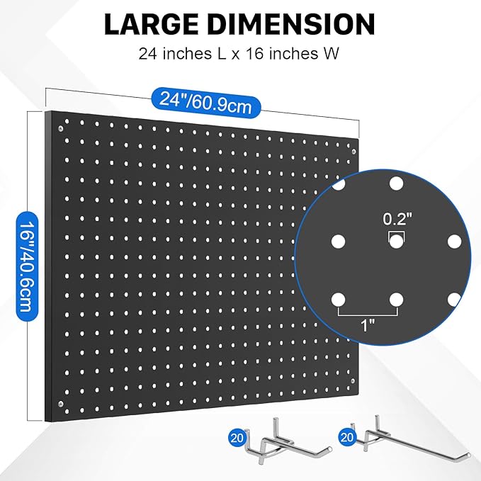 Peg Board, 4 Pack Metal Pegboard Panels Black Pegboards Wall Organizer - Image 3