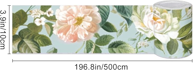 IVN Wallpaper Border Peel and Stick Wall Floral Bee Decorative Wall Trim Self - Image 3