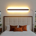 KELUOLY Farmhouse Plug in Long Wall Sconce, 31.4 inch Faux Walnut Finish LED by KELUOLY