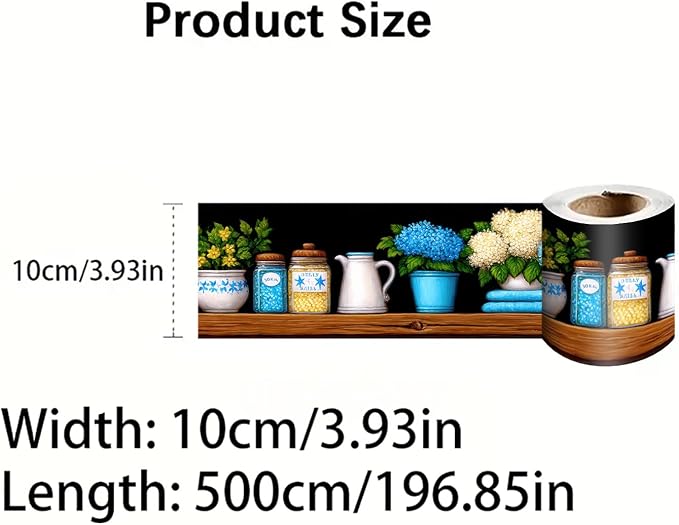 Kitchen Shelf Wallpaper Border 196x4 Inch Removable Wall Border Peel and Stick - Image 9