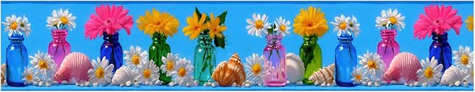 Wildflower Vase Wallpaper Border 196x4 Inch Removable Wall Border Peel and - Image 2