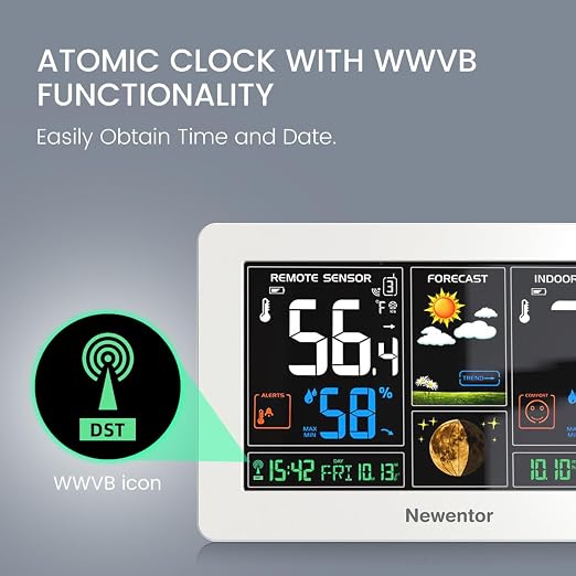 Newentor Weather Station Wireless Indoor Outdoor Thermometer, Color Display - Image 2