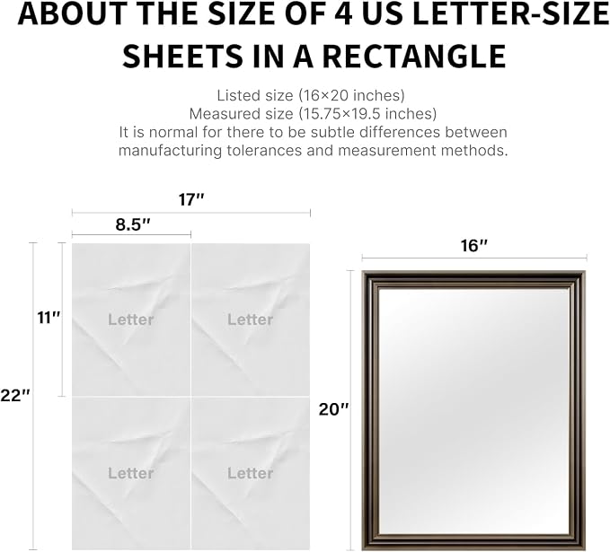 Retro Copper Effect Framed Wall Mirror, 16x20 Rectangle Mirror, - Image 5