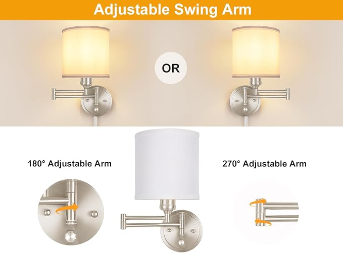 Plug in Wall Sconces with Remote Control, Dimming & Adjustable Colors - Image 6