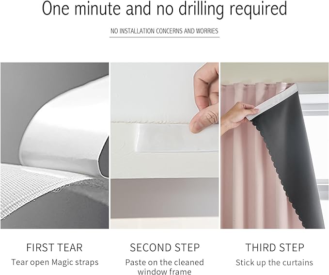 AJAZZ self Adhesive Portable 100% Blackout Curtains Simple and Easy to - Image 3