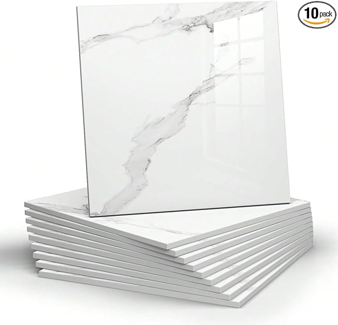 Chejiaye 10pcs Marble Peel and Stick Backsplash Waterproof Washroom Wall Panels by Chejiaye