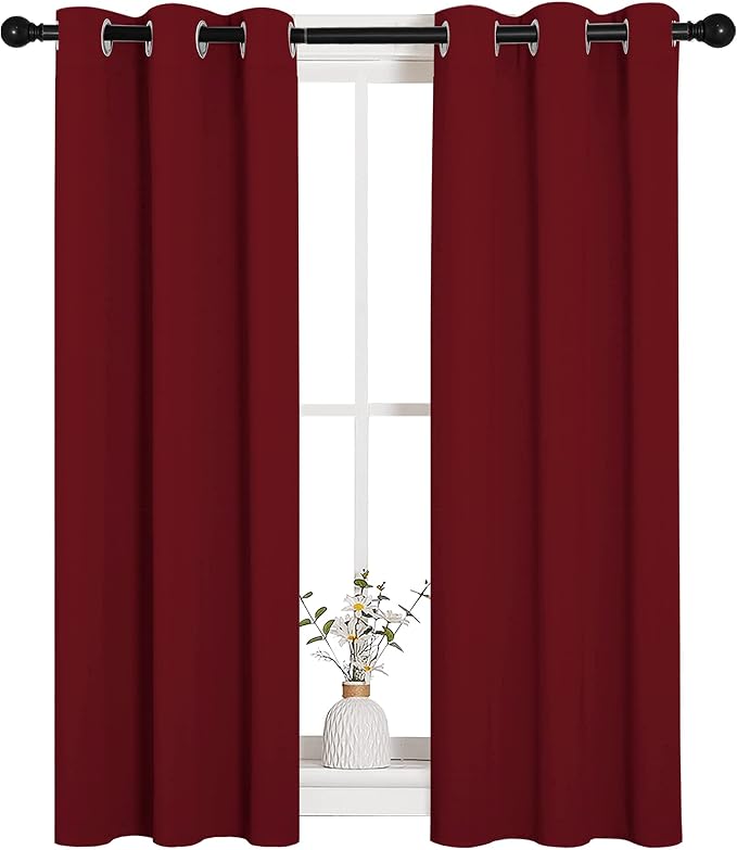 NICETOWN Christmas Burgundy Window Curtains Blackout Drapes, Thermal Insulated - Image 2