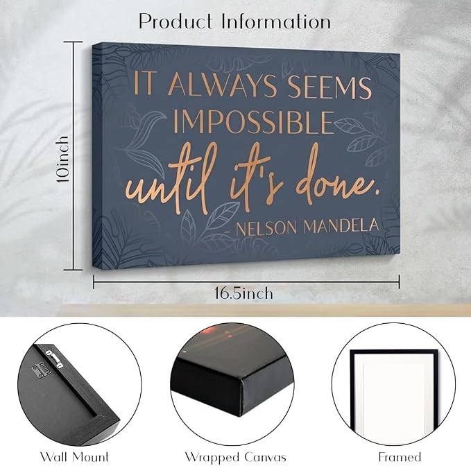 HoneyKICK Nelson Mandela Inspirational Quote Canvas Wall Art - Image 2