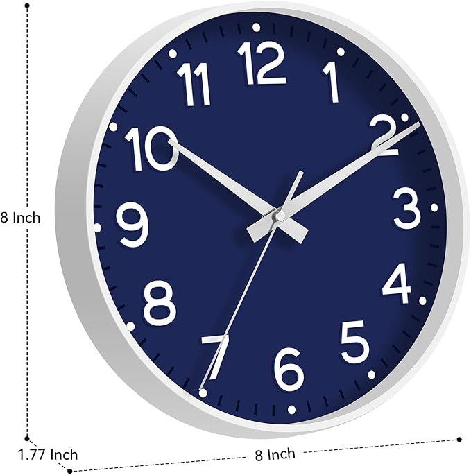 Roymnie Wall Clock, Silent Wall Clocks Battery Operated 8 Inch-Modern Non - Image 3
