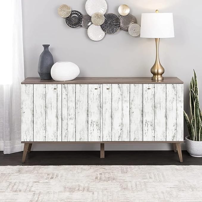 Arthome 23.6 x 200 inches White Gray, Peel and Stick Wallpaper, Wood Contact - Image 4