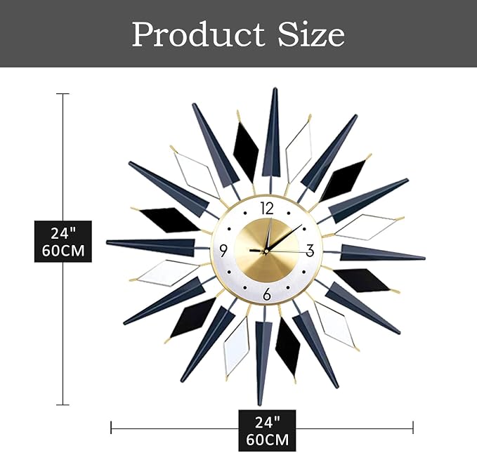 Large Metal DecorativeSilent Non-Ticking Modern Big Wall Clocks - Image 5