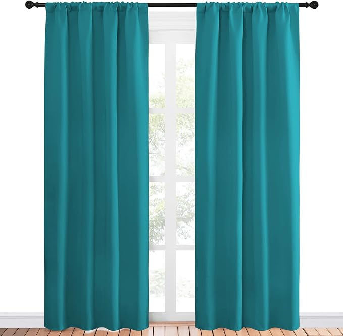 NICETOWN Peacock Blue Blackout Curtains Panels - Image 2