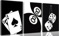 BOKPEN 3Pcs Black and White Poker Dice Canvas Wall Art Lucky You Poster Prints by bokpen