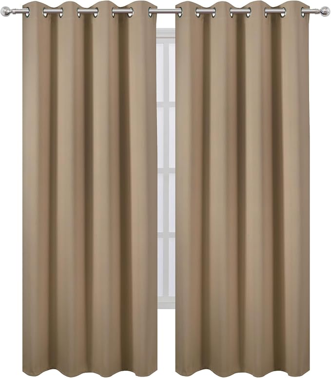 LEMOMO Blackout Curtains 66 x 84 inch/Natural Curtains Set of 2 Panels/Thermal - Image 2