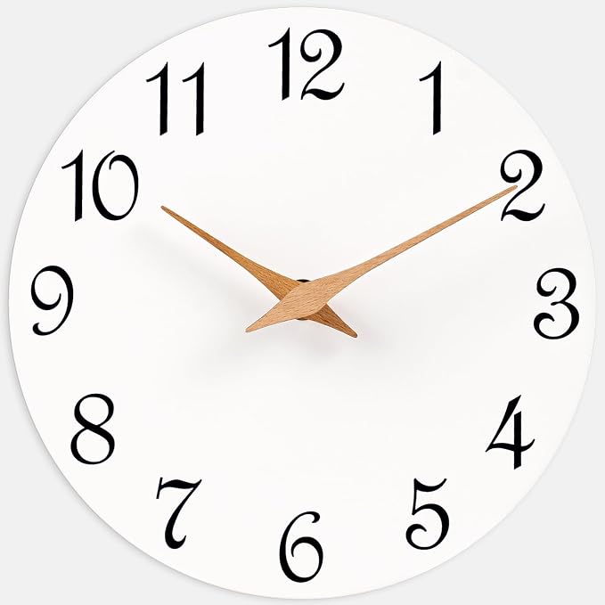Mosewa Wall Clock Silent Non Ticking Battery Operated White Modern Simple by MOSEWAWALLCLOCK
