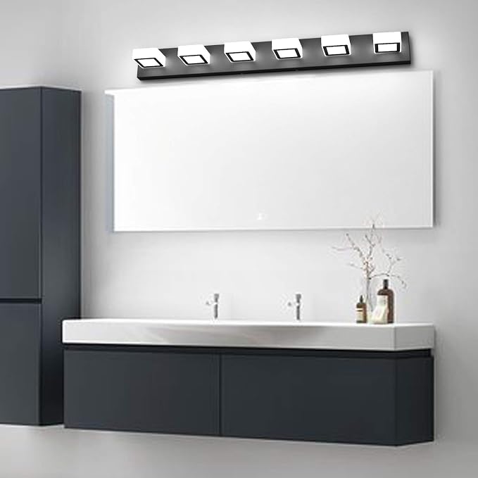 Ralbay Modern Black Vanity Lights Fixtures 6 Lights Acrylic Modern LED Matte - Image 7