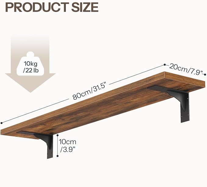 HOOBRO Floating Shelves for Wall, 31.5" Wall Mounted Shelves Set of 2, Hanging - Image 3