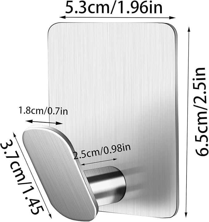 DELITON Sticky Hooks for Hanging Adhesive, Brushed Nickel, 6 Pack - Image 5