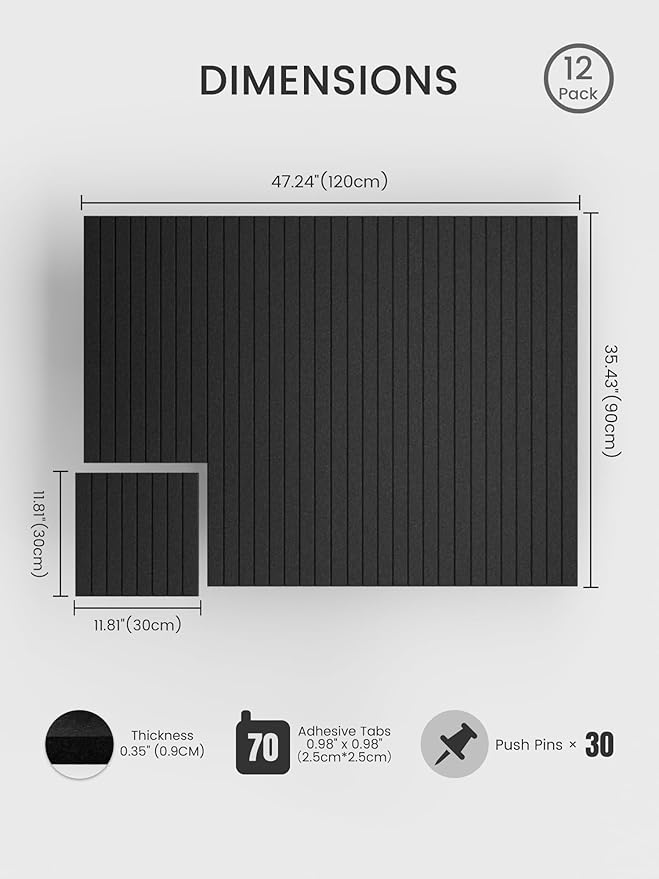 Bumusty Large Cork Board Alternative-48 x 36" Felt Bulletin Board Tiles - Image 2