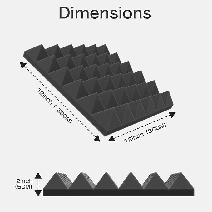 JBER 24Pack Pyramid Sound Proof Foam Panels - Image 5
