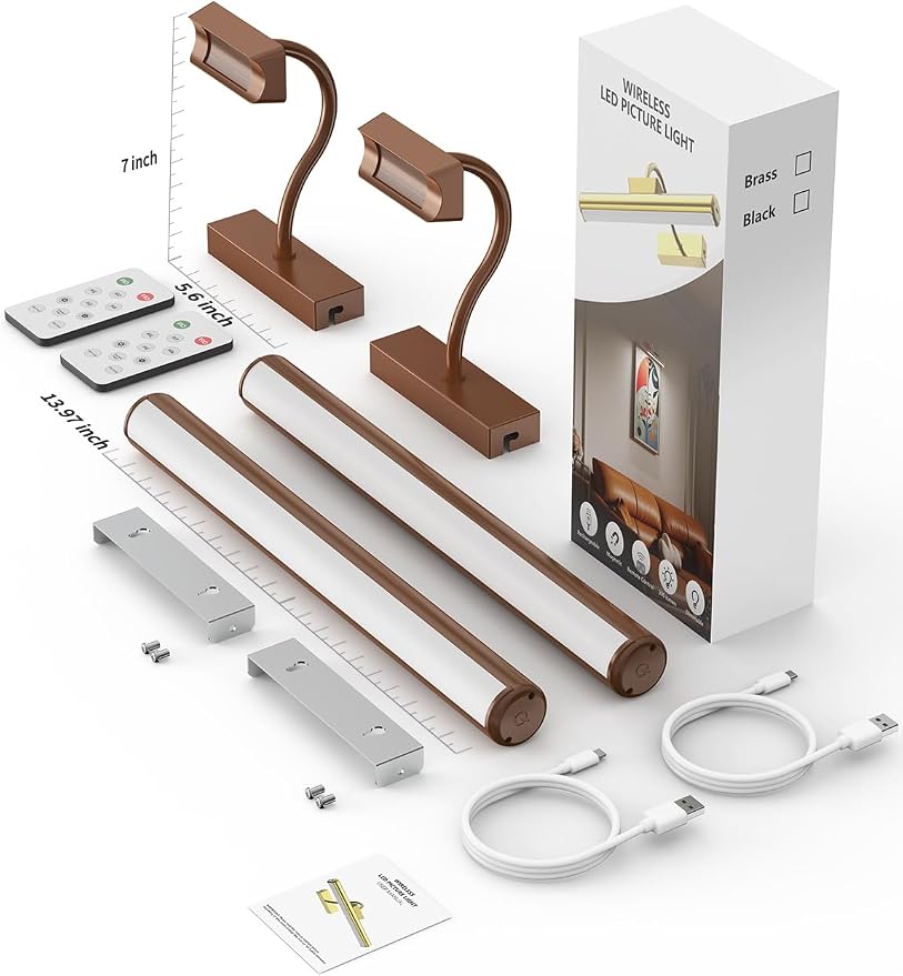 Picture Light Battery Operated, 13in Wireless Art Light - Image 7