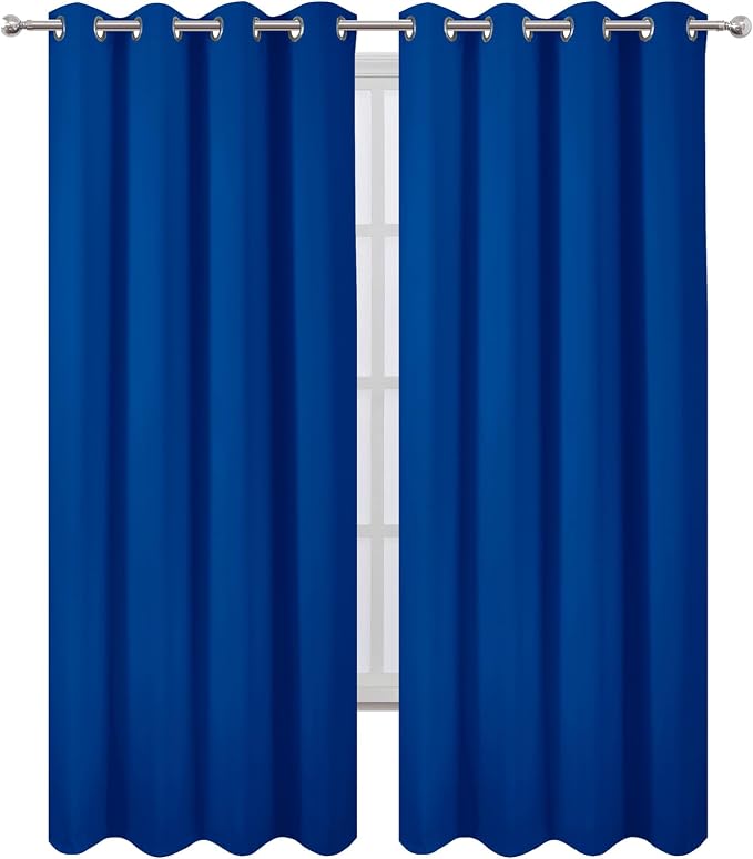 LEMOMO Blackout Curtains 52 x 120 Inch Long Royal Blue Curtains Set of 2 Panels - Image 2