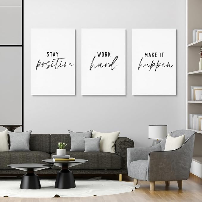 GUBIYU 3 Pcs Office Wall Decor Stay Positive, Hard Work Wall Art, Motivational - Image 5