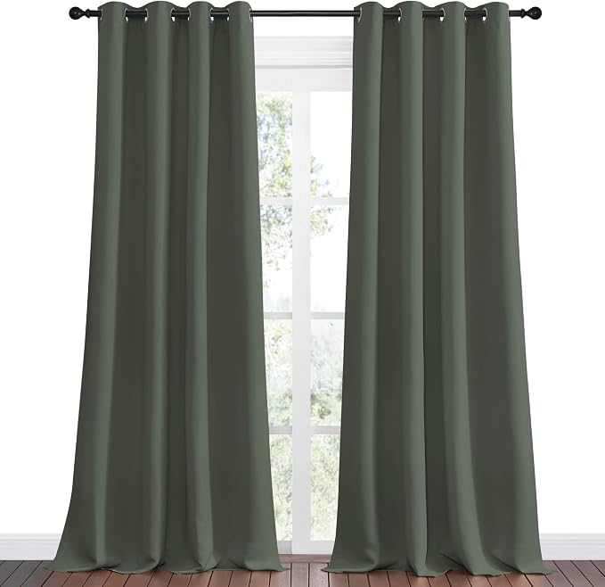 NICETOWN Dark Mallard Blackout Draperies Curtains, 55 inches Wide by 108 inches - Image 2