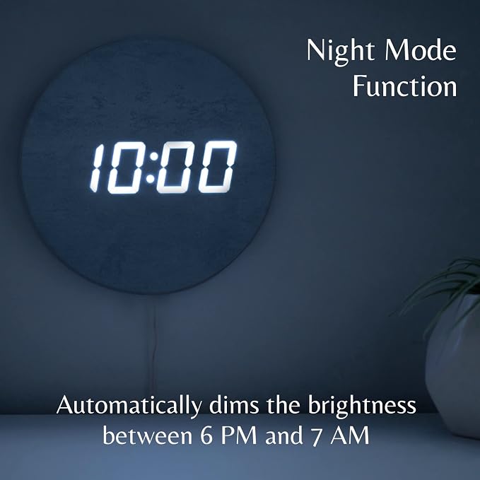 Minimalist LED Digital Wall Clock – USB Powered | Grey Concrete Style | 12/24 - Image 4