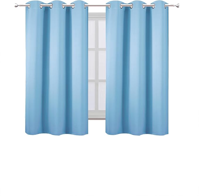 LEMOMO Sky Blue Blackout Curtains 42 x 54 Inch Length Set of 2 Panels Grommet - Image 2