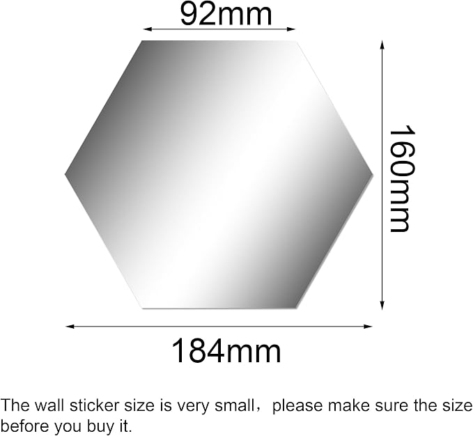 Shappy 32 Pcs Hexagon Mirror Wall Stickers Removable Silver Acrylic Mirror - Image 2