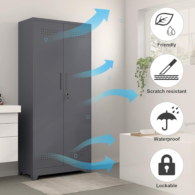 GREATMEET 72.8" H Tall Metal Garage Storage Cabinet - Image 6