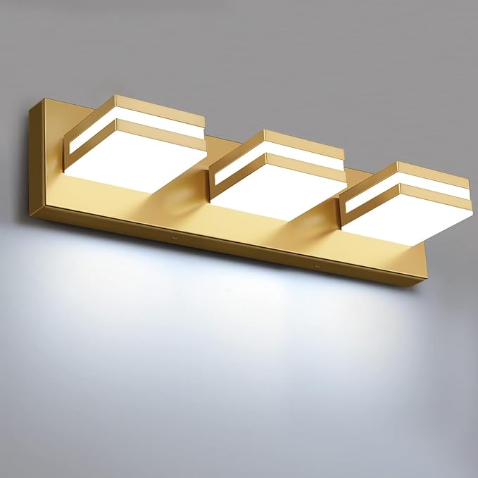 IZORRO LED Modern Bathroom Lights Fixtures, Brushed Glod Acrylic Wall Lighting by IZORRO
