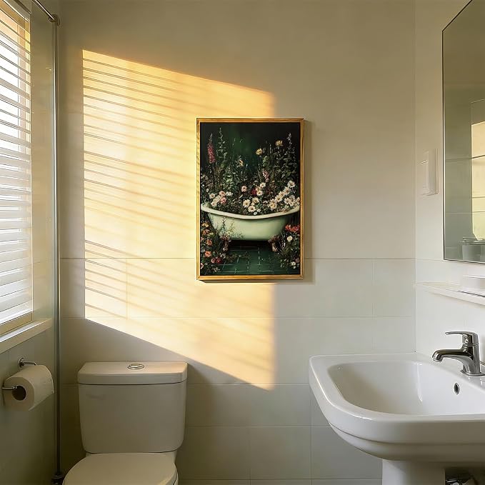 AtterrirArt Framed Vintage Bathroom Wall Art, 16 * 24inch, Whimsical Bathtub - Image 2