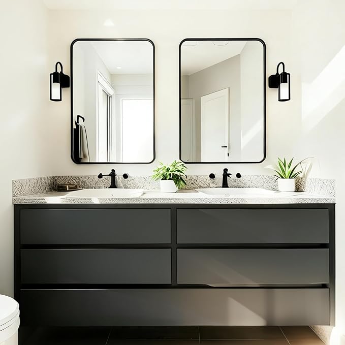 USHOWER 2-Pack Black Bathroom Mirrors - Image 8